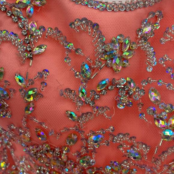 Morilee Gown Layered Tulle Strapless Beaded Embellished Bodice Pink NEW Womens 8 - Picture 4 of 13